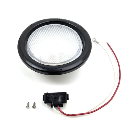 Truck-Lite 40 Series, Incandescent, 1 Bulb, Round Clear, Dome Light, Black Grommet Mount, Pl-2, Stripped 40003-3